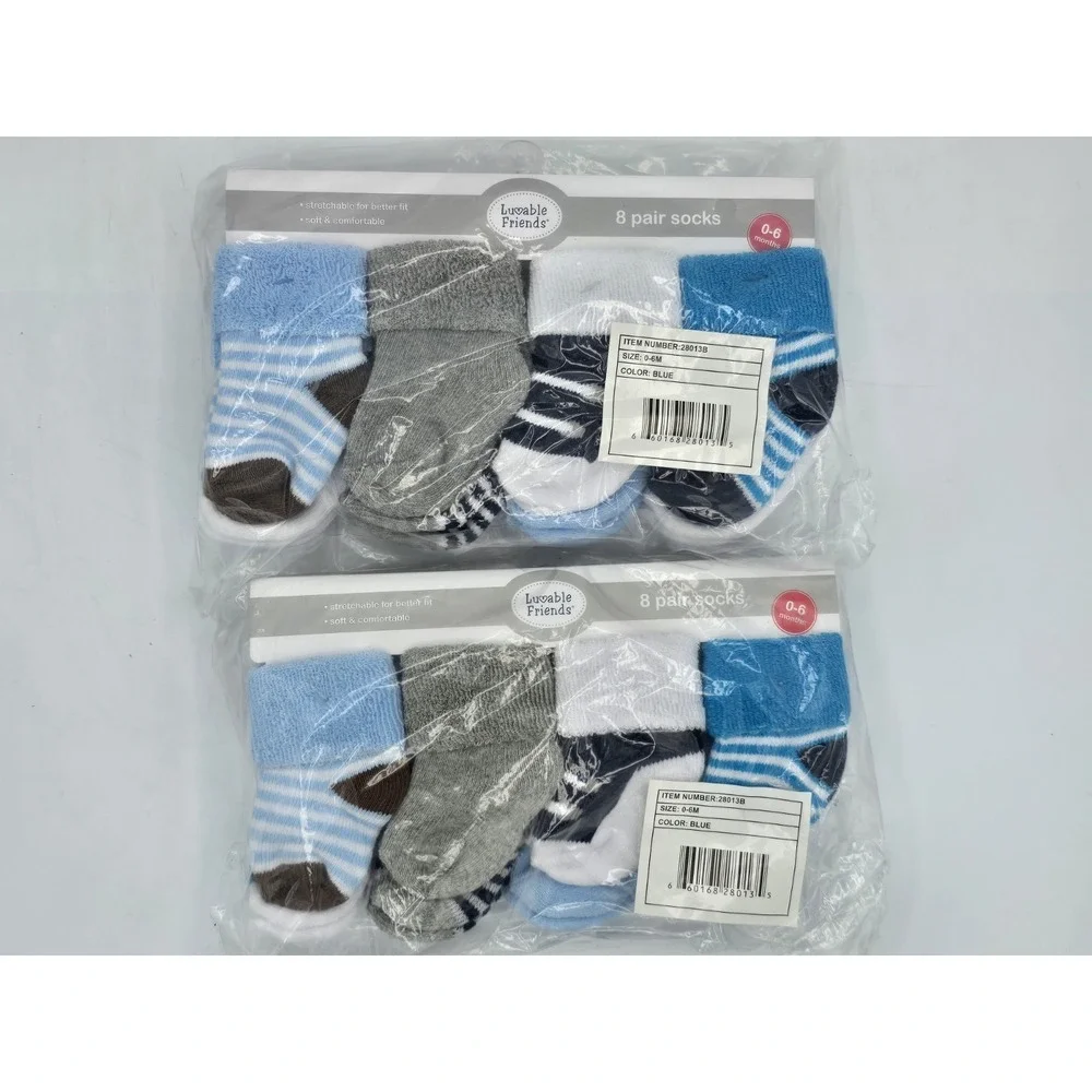 2 Lot Of 8-Pairs Luvable Friends Socks,  Color: Navy Blue‎ Shoes